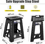 Delxo 17.5 Inch Folding Step Stool,Foldable Stool for Adults with Safety Lock,Portable Collapsible Plastic Step Stool,Non Slip Folding Stools for Kitchen Bathroom Bedroom Up to 400LBS,(Black 1PC)