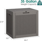 Outdoor Storage Box, Resin Deck Boxes Indoor and outdoor, Waterproof Storage Box Lockable Lid (Grey, 35 Gallon-2 Pack)