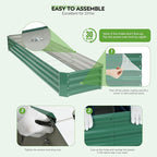 ZORMY 2 Pcs 8x2x1ft Galvanized Raised Garden Bed Outdoor, Metal Planter Boxes with Easy Assembly, Planter Raised Beds for Gardening, Flower, Plants, Vegetable, Herb - LotusGreen