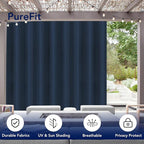 PureFit Outdoor Curtains for Patio Waterproof Weatherproof, UV Resistant Outside Curtains for Gazebo, Front Porch, Pergola, Sun Blocking Privacy Curtain, 120W x 108L inch, 1 Panel, Navy Blue