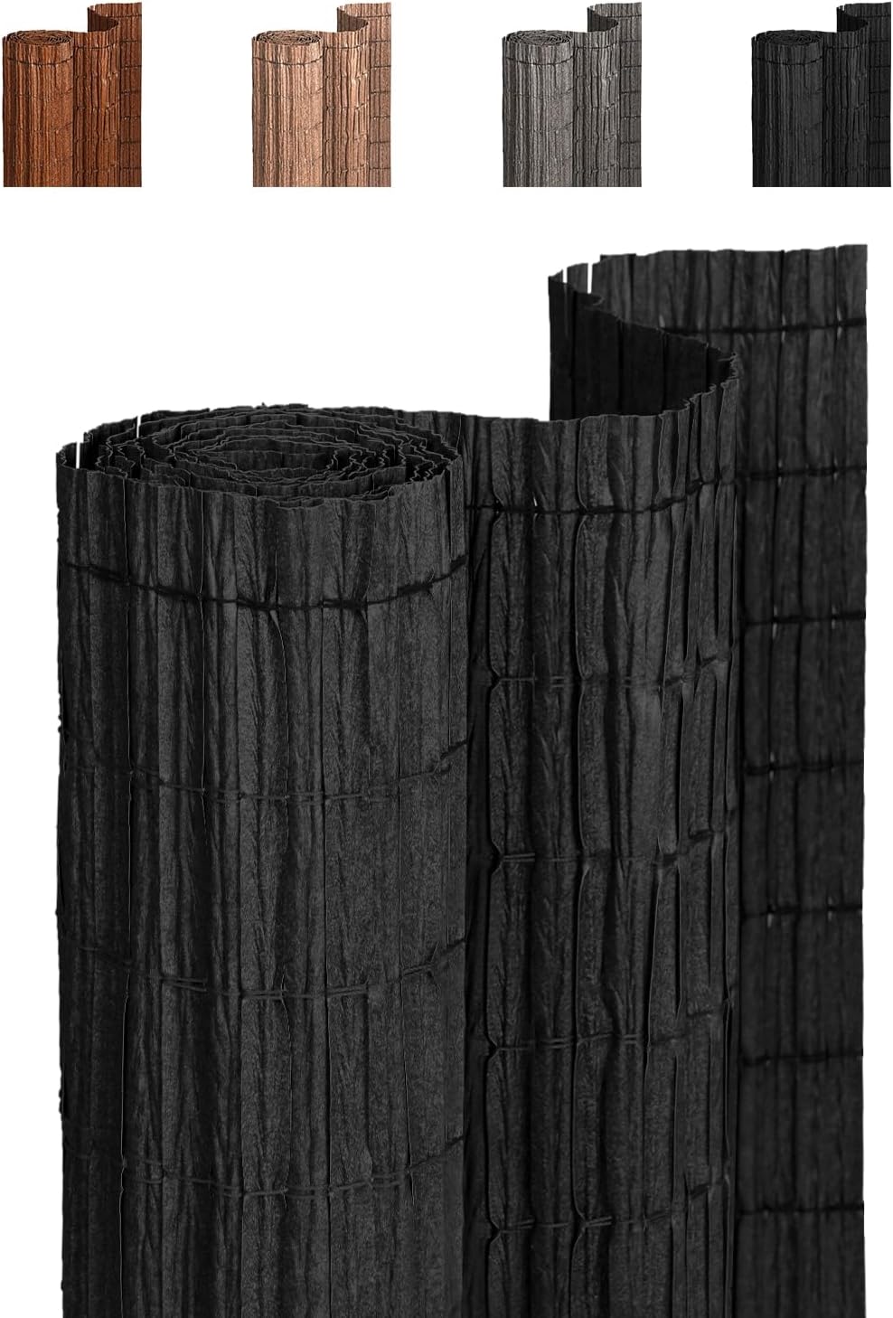 paramondo no drilling natural privacy fence screen, black, main product view