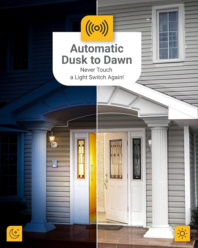 Sunco 6 Pack Dusk to Dawn LED Outdoor Light Bulb B11, Edison Filament Candelabra Bulbs for Porch Lighting, 500 LM, 5W (40W Equivalent), 5000K Daylight, E12 Base, Photocell Sensor UL
