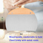 Stainless Steel Grill Scraper with Wood Handle, Dough Scraper, Cake & Pizza Cutter, Multi-Purpose Scraper Tool for Kitchen