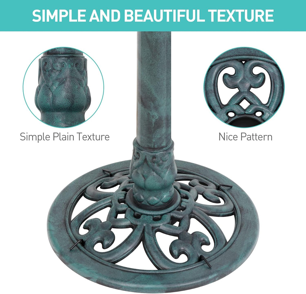 ZenStyle 28in Birdbaths Bowl Outdoor, Pedestal Bird Bath Vintage Outdoor Garden Accent Décor (Green)