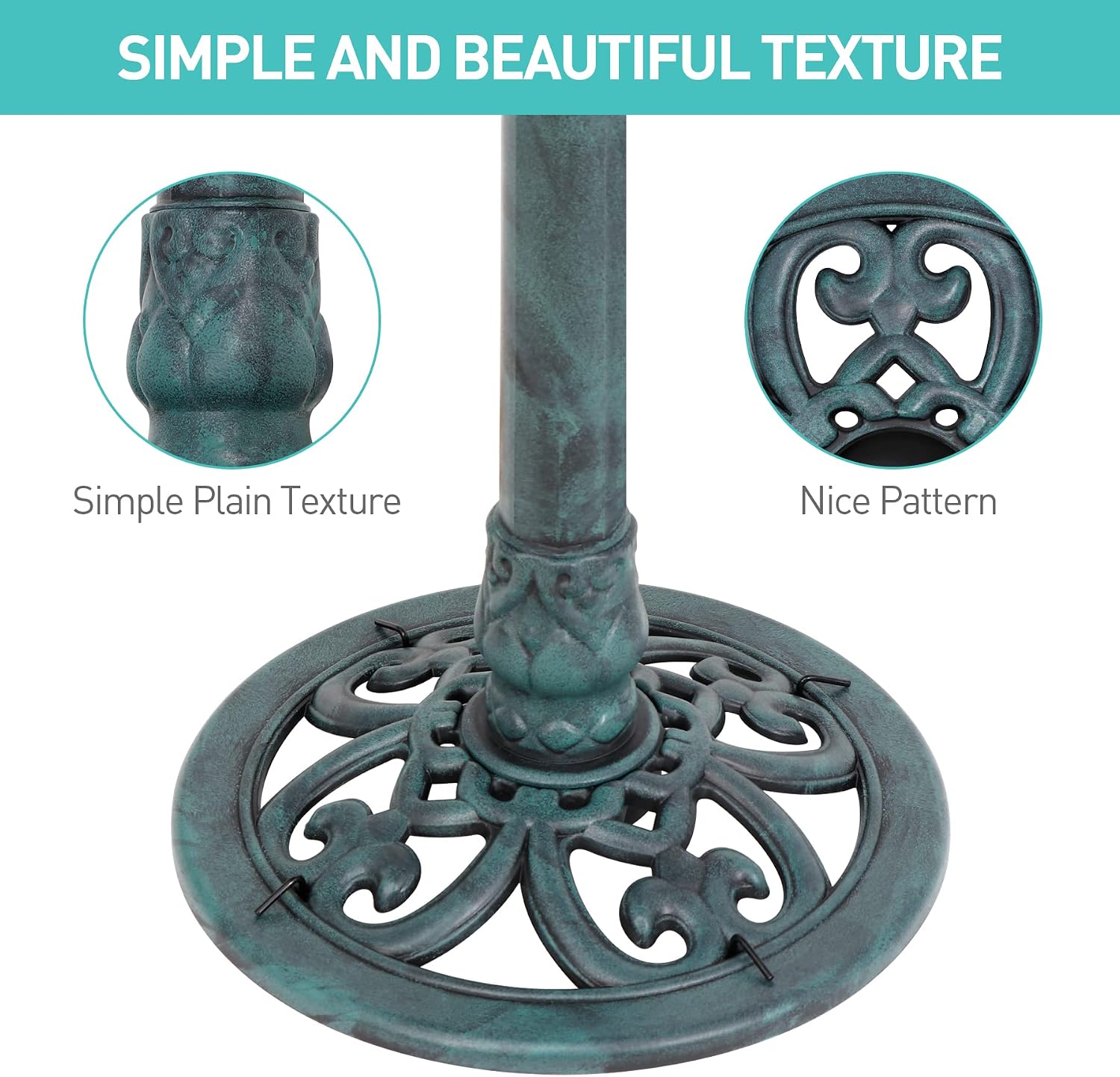 ZenStyle 28in Birdbaths Bowl Outdoor, Pedestal Bird Bath Vintage Outdoor Garden Accent Décor (Green)