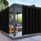 PureFit Outdoor Curtains for Patio Waterproof Weatherproof, UV Resistant Outside Curtains for Gazebo, Front Porch, Pergola, Sun Blocking Privacy Curtain, 100W x 84L inch, 1 Panel, Black