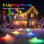 Color Changing Solar Spot Lights Outdoor with PC Light Guide Column, 8 Lighting Modes Christmas Landscape Spotlights, IP65 Waterproof RGB Solar Spotlights for Garden Yard Tree Pathway, 12Pack