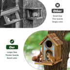 Wooden Squirrel Feeder, Large Capacity Squirrels Feeders for Outside, Sturdy Construction, No Assembly Lovely Chipmunk Feeder for Corn, Peanut, Nuts, Chestnuts (Brown-1pk)