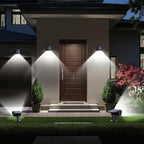 TECKNET Spot Lights Outdoor with 59 LED, 4 Pack Solar Lights Outdoor Waterproof IP65, Auto On/Off Solar Spot Lights, 3 Lighting Modes Solar Powered Garden, 2-in-1 Solars Landscape Light (Cool White)