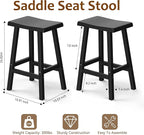 Outdoor Bar Stools Set of 2, Modern Durable Resin Bar Chairs with Footrest, All-Weather Barstools for Patio, Balcony, or Kitchen Counter（24''）