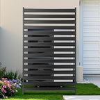 VEVOR Metal Privacy Screen, 38" W x 60" H Freestanding Modern Privacy Fence, Garden Divider Panel with Extended Ground Stakes & Panel Height Adjustable, Freestanding Outdoor Divider for Garden, Indoor