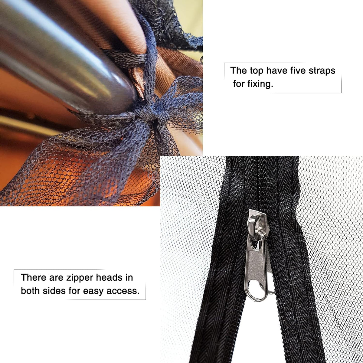 patio swing mosquito netting - polyester mesh screen showing dimensions