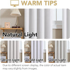 H.VERSAILTEX Linen Curtains 100% Blackout Curtains for Bedroom 96 inch Long Full Light Blocking Nature Linen Blended Window Curtains for Living Room Nickel Grommet (2 Panels, Heathered White)