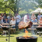 KANKA Rotisserie Grill Kit – Heavy Duty Portable Spit Roaster with Electric Motor – Works with Fire Pits, Campfires, Charcoal & Gas Grills – 22LB Capacity, Stainless Steel - Includes Carrying Bag