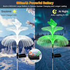 4 Pack Solar Garden Lights, Gardening Birthday Gifts for Mom Grandma Women, Waterproof 7 Color Changing Jellyfish Light with Butterfly Solar Flower Lights for Outdoor Pool Yard Garden Decor