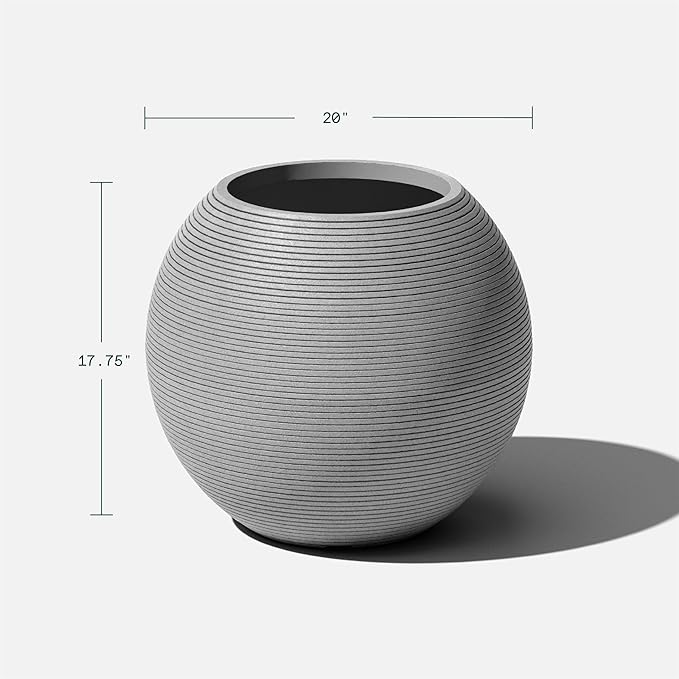 Veradek Strata Series Sphere Round Planter for Patio & Backyard | Durable Plastic-Stone Material | Modern Décor for Tall Trees and Plants
