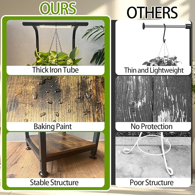 Plant Stand Indoor with Grow Light, 2 Pack Hanging Plant Stand Plant Shelf Indoor, 65'' Tall Plant Stands Plant Holders for Indoor Plants, Living Room, Bedroom, Balcony