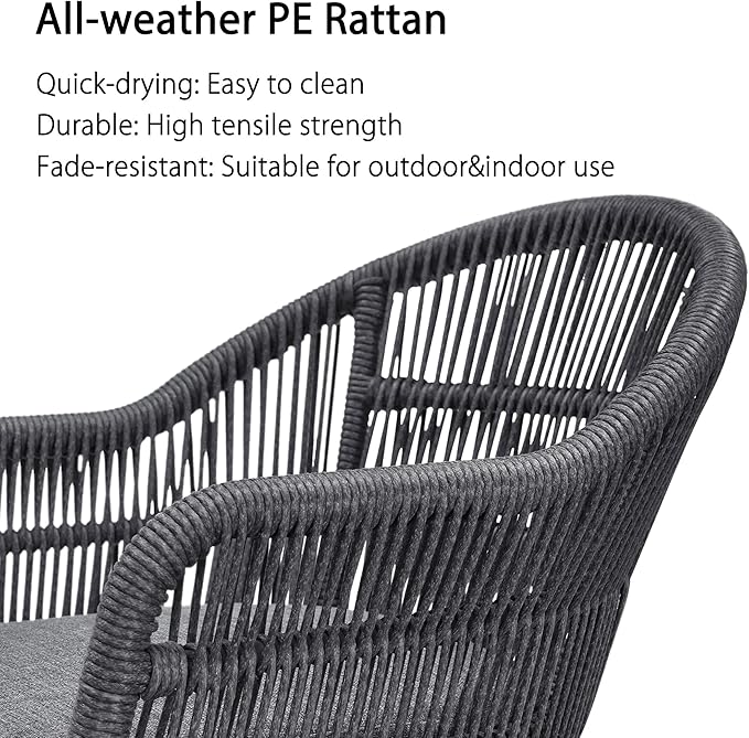 PURPLE LEAF 11 Pieces Patio Dining Set with Outdoor Aluminium Dining Table and Woven Rattan Chairs Modern Metal Furniture Cushions Sets for Garden Yard Indoor Decor Kitchen Grey