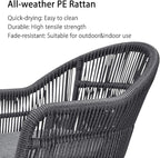 PURPLE LEAF 7 Pieces Patio Dining Set with Outdoor Aluminium Dining Table and Woven Rattan Chairs Modern Metal Furniture Cushions Sets for Garden Yard Indoor Decor Kitchen Grey