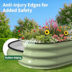 Kesfitt Raised Garden Bed, 5x2x1 FT Galvanized Steel Metal Raised Garden Bed, Oval Open-Bottom Design, 12-Inch Deep for Outdoor Vegetable & Herb Gardening, Fruit Green