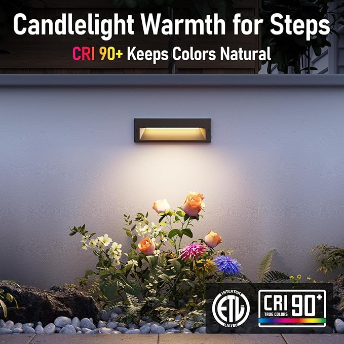 LEONLITE 10.6 Inch 5CCT LED Low Voltage Step Lights, 12–24V AC/DC 6W Surface Mount Ultra-Slim Landscape Stair Lights, IP65 Aluminum Outdoor Lighting for Decks, Hardscapes, Oil Rubbed Bronze, Pack of 3