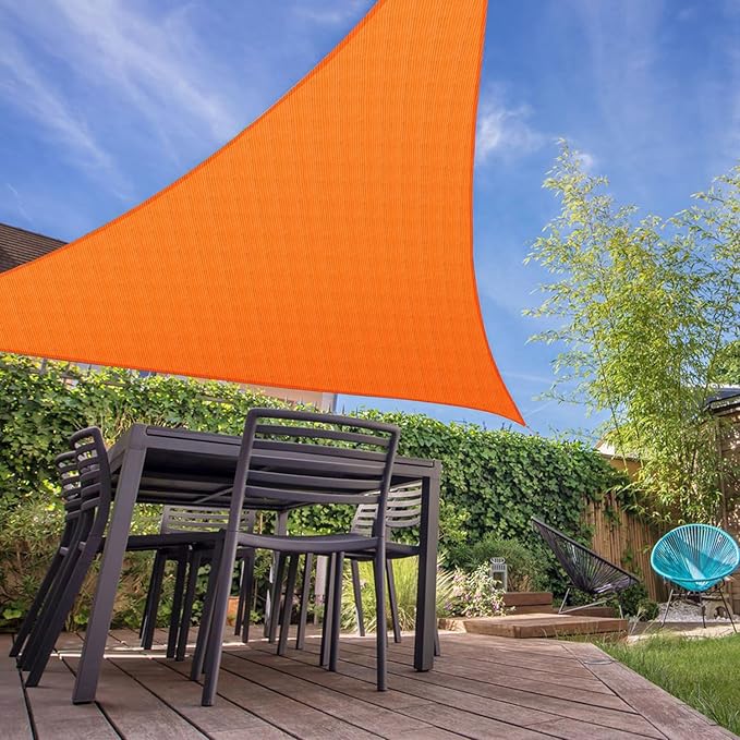 E&K Sunrise 21' x 21' x 21' Sun Shade Sail Triangle Canopy Shade Cover UV Block for Patio Backyard Garden Outdoor (Orange)
