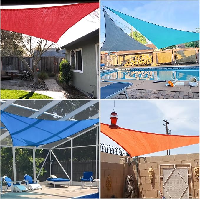 E&K Sunrise 19' x 19' x 19' Sun Shade Sail Triangle Canopy Shade Cover UV Block for Patio Backyard Garden Outdoor (Green)