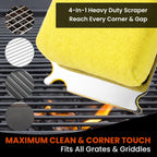 Grill Brush for Outdoor Grill, Bristle Free Grill Brush with Scraper | Safe Steam Grill Cleaner for BBQ&Griddle, Long Rosewood Handle Reaches Corners,for Porcelain,Cast Iron&Stainless Steel Grates