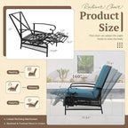 Oakcloud Adjustable Outdoor Lounge Chair Metal Patio Relaxing Recliner Chair Set with Bistro Table and Removable Cushions(Peacock Blue)