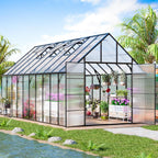 cdcasa 20x10x10 ft polycarbonate greenhouse for outdoors w/4, main product view