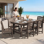 SERWALL Patio Dining Sets for 10 Person, HDPE Dining Set with 2 Tables, 8 Armless Chairs and 2 Armed Dining Chairs, Coffee