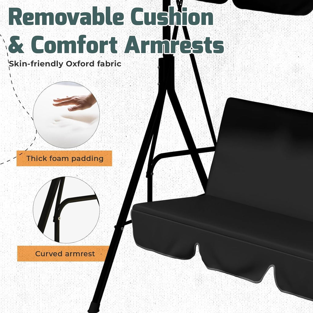 aecojoy porch swing with stand, outdoor swings for showing dimensions