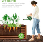 Best Choice Products 8x2x2ft Raised Outdoor Metal Garden Bed, Deep Root Box Planter for Vegetables, Flowers, Herbs, 240 Gallon Capacity, 100% Non Toxic Materials - Wood Grain