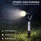 DenicMic Solar Spot Lights Outdoor Waterproof White Lens LED 4 Pack | Adjustable Angle Long Range Solar Lights Outdoor for Yard Garden Patio Wall Tree Landscape Spotlights, Acrylic Lighted Pole
