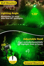 T-SUN Green Spotlight Outdoor, Waterproof LED Landscape Lighting with US Plug, Easy Install 270° Adjustable Outdoor Spot Lights for Garden Tree Yard Decor, 6 Pack
