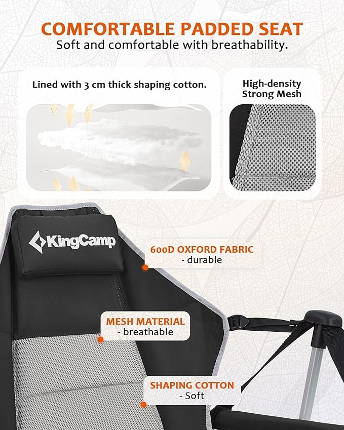 KingCamp Hammock Camping Chair, Swinging Portable Folding Camp Chairs for Adults Max 400lbs Heavy Duty Foldable Oversized Rocker with Aluminum Alloy Frame Cup Holder for Outdoor Beach Patio Sport