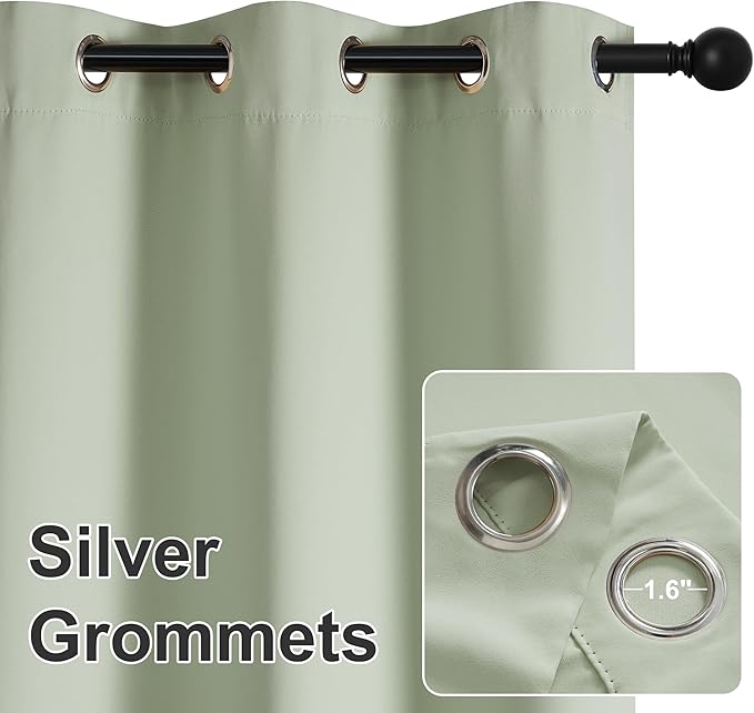 RYB HOME Outdoor Curtains for Patio Waterproof Block Sunlight Thermal Insulated Privacy Assured Thick Outside Curtains for Porch, Gazebo, Pergola, W52 x L84, Sage Green, 1 Panel