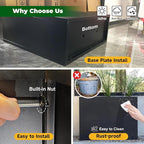 Galvanized Steel Metallic Heavy Planter for Outdoor Plants 24" x 12" x 24" Metal Rectangular Outdoor Planter Box Spliced Flower Box with Partitions for Outside,Indoor,Garden (Black, 24*12*24)