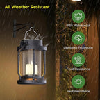 Solar Lantern Outdoor & Indoor Use – Hanging Solar Lights with Realistic Flickering Flameless Candle, Weatherproof for Gardens, Patios, Trees, and Lawns (Green, 1 Pack)