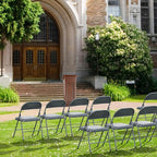 VINGLI 10 Pack Folding Chairs with Padded Seats, Metal Frame with Pu Leather Seat & Back, Capacity 350 lbs, Gray