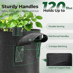 T4U 7 Gallon Grow Bags, Upgrade Grow Bags with Handles, Heavy Duty Thickened Nonwoven Fabric Pots, 7 Gallon Pots for Plants, Bell Pepper, Chili, Carrot, Kale (10 Pack)