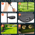 Lewondr 2Pcs Ramadan Solar Lights, Ramadan Decorations Outdoor, Metal Yard Signs LED Eid Decorations Mubarak Star Moon Castle, Waterproof Solar Garden Stakes Lights for Walkway Lawn Patio