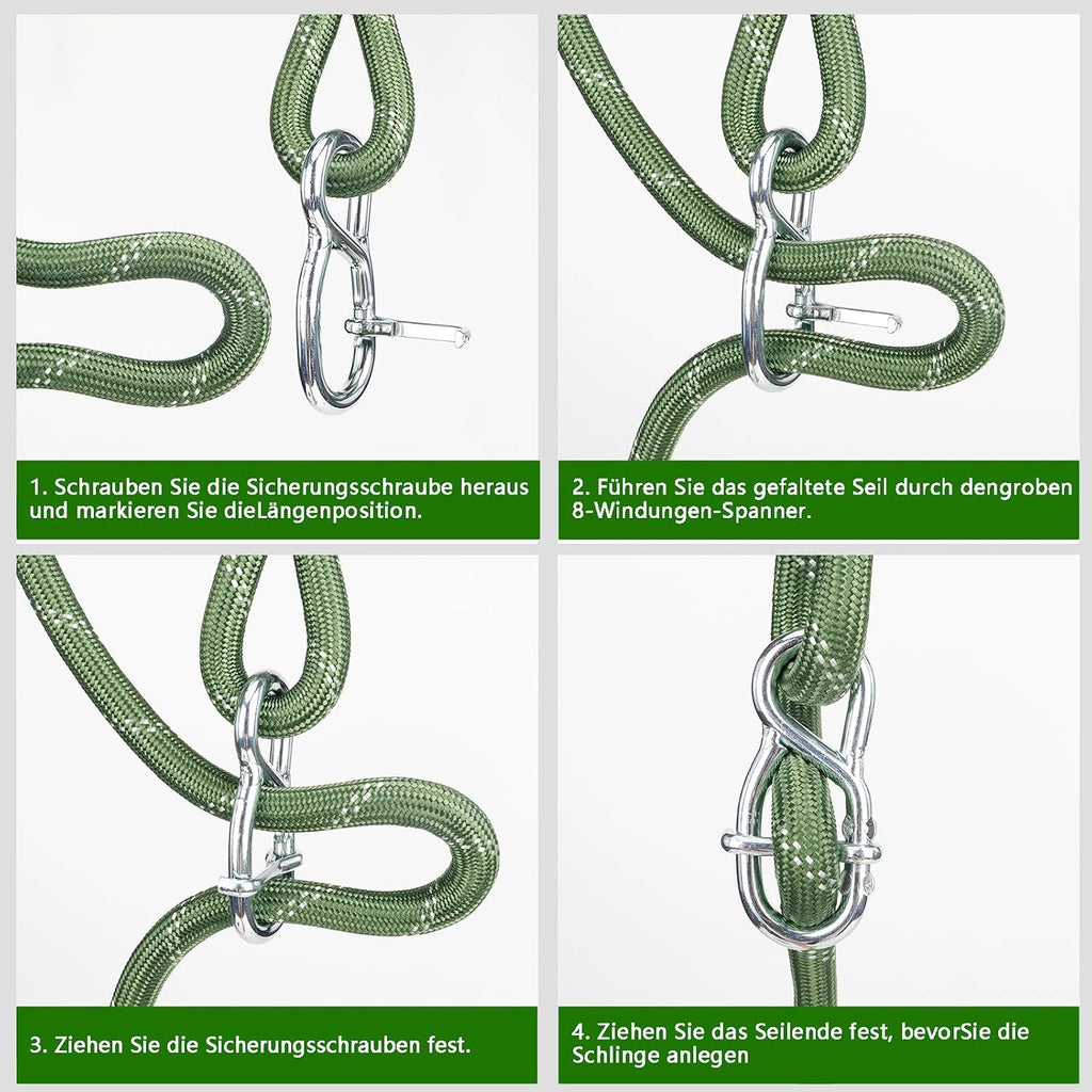 Heavy Duty Tree Swing Ropes Hammock, Hanging Straps, Adjustable Extendable for Outdoor Swings Hammock Playground Set Accessories, 7.25ft(87") of 2, Green