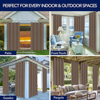 PureFit Outdoor Curtains for Patio Waterproof Weatherproof, UV Resistant Outside Curtains for Gazebo, Front Porch, Pergola, Sun Blocking Privacy Curtain, 52W x 95L inch, 1 Panel, Camel