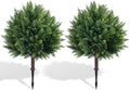 27.6'' artificial cedar topiary trees with spikes, set, main product view