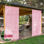 SpaceDresser Waterproof Outdoor Sheer Curtains for Patio - 2 Panels Rod Pocket Indoor Voile Sheer Curtain for Living Room,52W x 120L inch,Light Pink