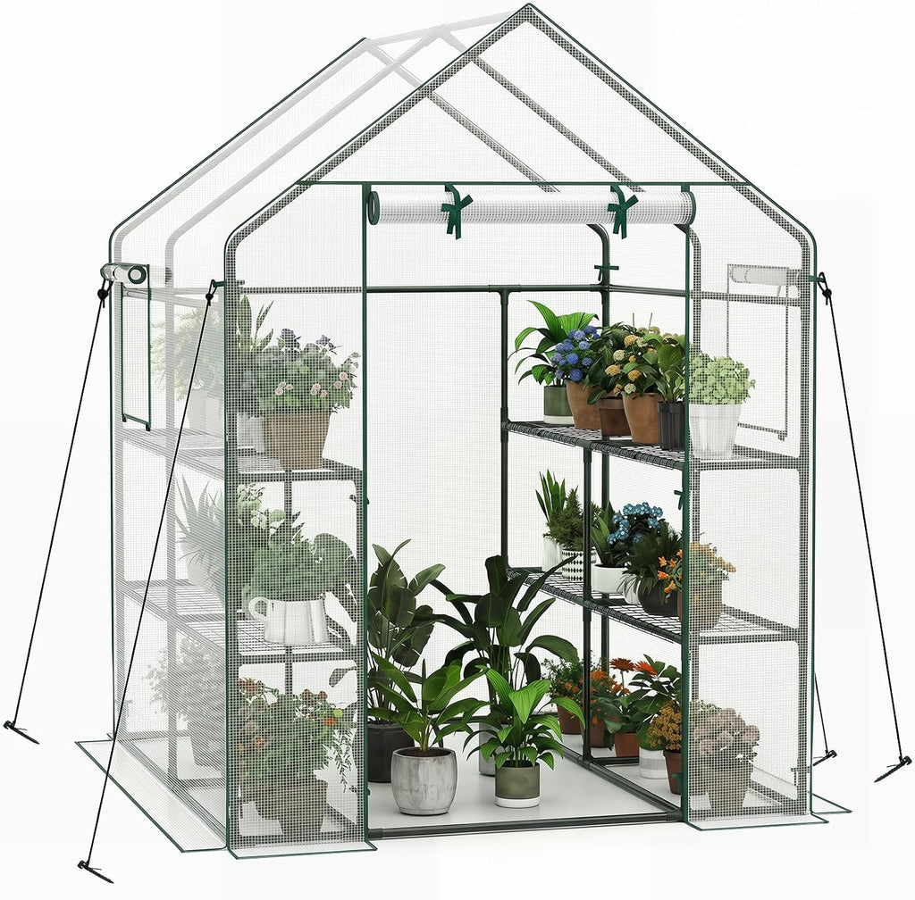 giantex walk-in greenhouse, gardening plant tent with roll-up, main product view