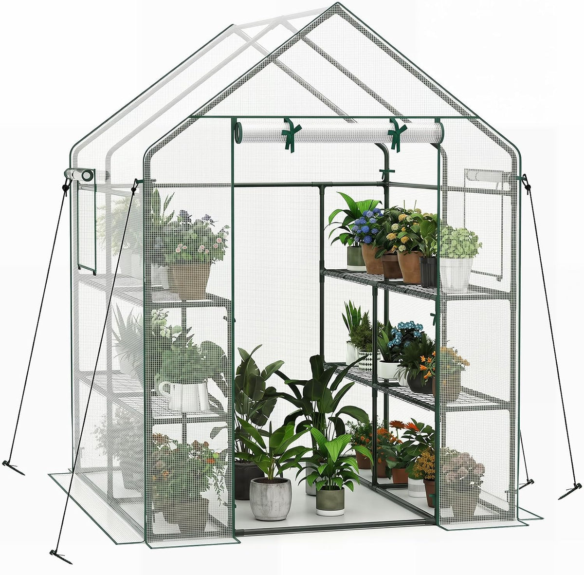 giantex walk-in greenhouse, gardening plant tent with roll-up, main product view
