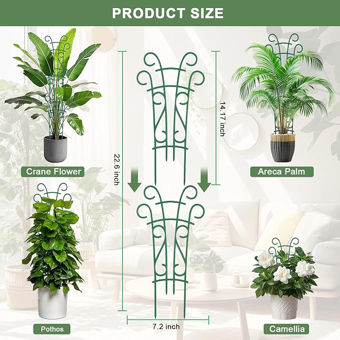 6 Pack Indoor Plant Trellis for Potted Plants, Stackable Garden Trellis for Climbing Plants Outdoor, Small Trellis for Houseplants Rose Hoya Pothos Plant Climber Support