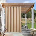 NICETOWN Outdoor Patio Curtain Windproof & Waterproof, Thermal Insulated Light Blocking Top & Bottom Grommets Drape, Windproof and Better Privacy for Porch, Biscotti Beige, W84 x L84, 1 Panel